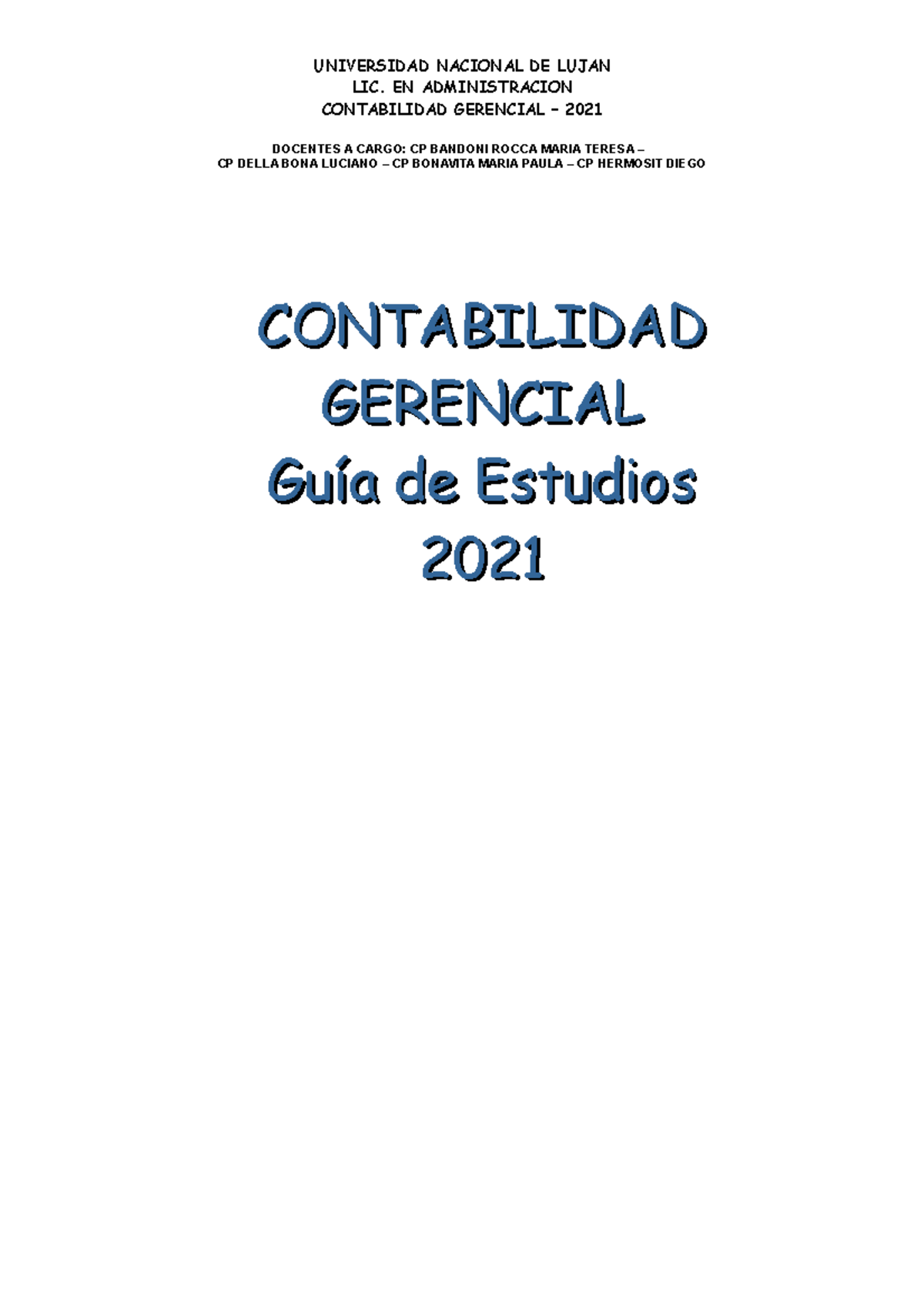 Contabilidad Gerencial Guia De Ejercicios 2021 Lic En Administracion Contabilidad Gerencial 9570