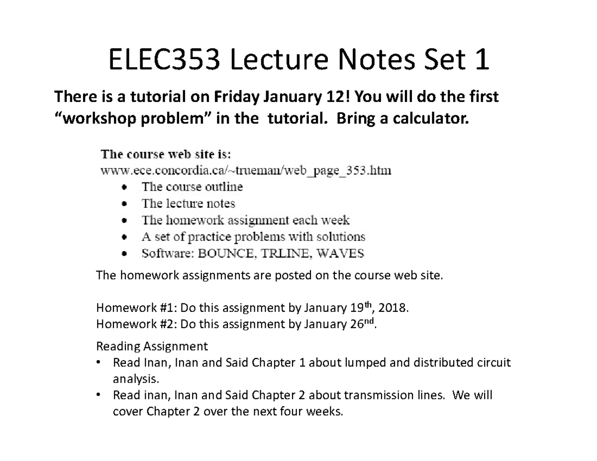 ELEC353 2018 1 - Lecture notes 1 - ELEC353 Lecture Notes Set 1 There is ...