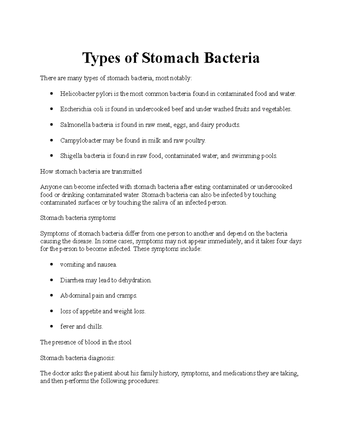 Types of Stomach Bacteria - Types of Stomach Bacteria There are many ...