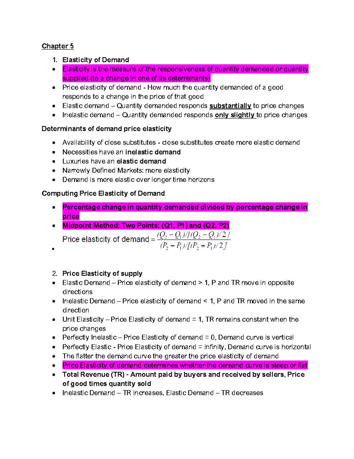 Principles Of Economics Chapter 5 Notes - Chapter 5 Elasticity Of ...