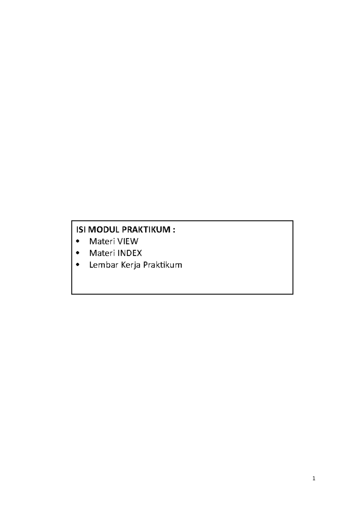 Modul Praktikum 6 - ISI MODUL PRAKTIKUM : Materi VIEW Materi INDEX ...