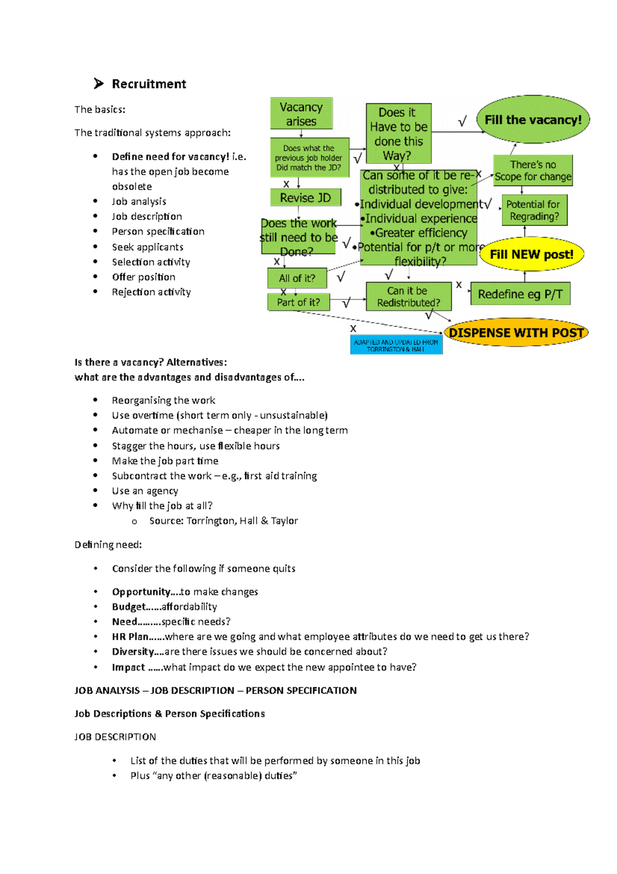 Recruitment - Lecture notes 2 - Recruitment The basics: The tradiional ...