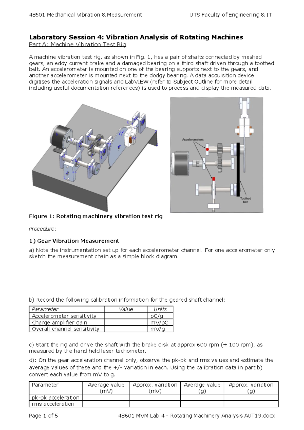 Practical Lab 4 - Rotating Machinery Vibration Analysis - 048601 - Studocu