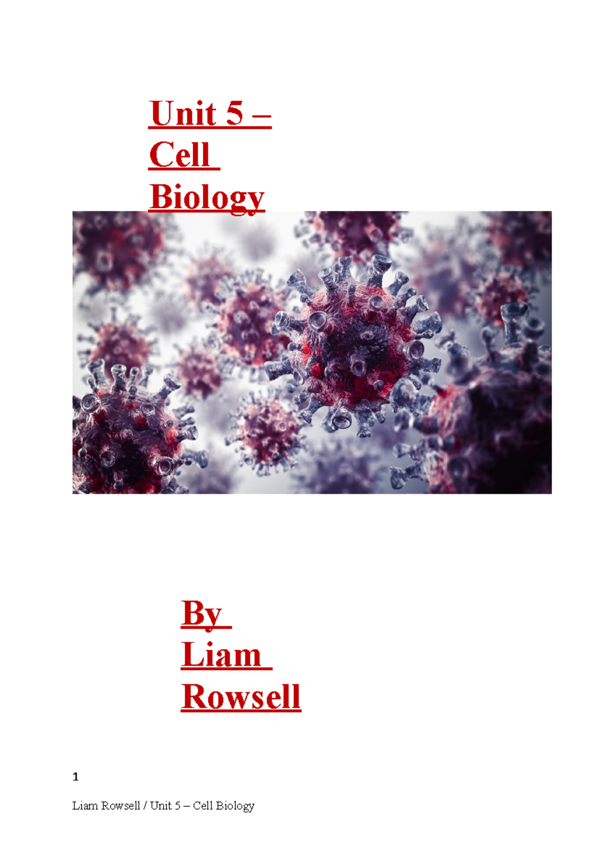 Unit 5 : Cell Biology - Achieved - 1 Unit 5 – Cell Biology By Liam 