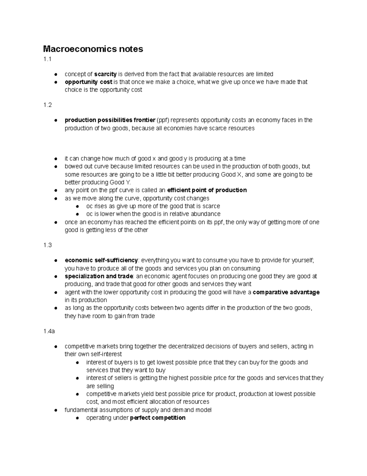 ECON162 Compiled Notes - Macroeconomics notes 1. concept of scarcity is ...