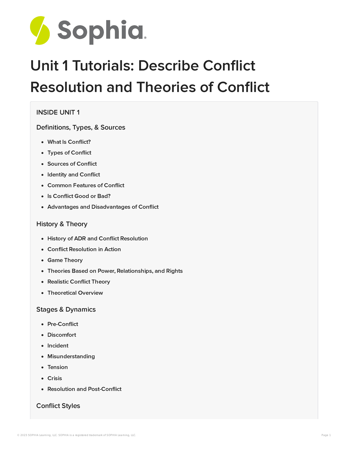 Unit 1 Tutorials Describe Conflict Resolution And Theories Of Conflict Unit 1 Tutorials 2476