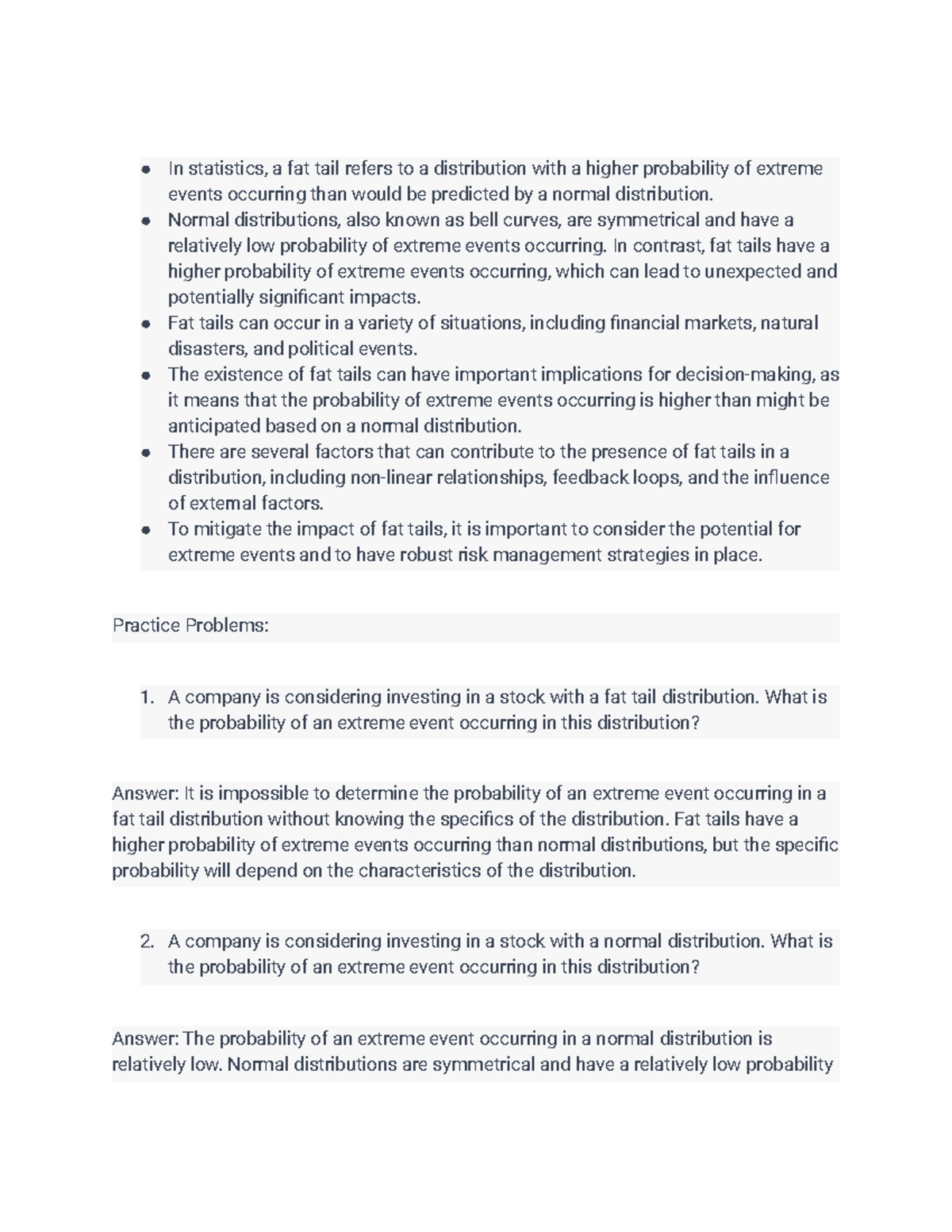 Fat tails - In statistics, a fat tail refers to a distribution with a ...