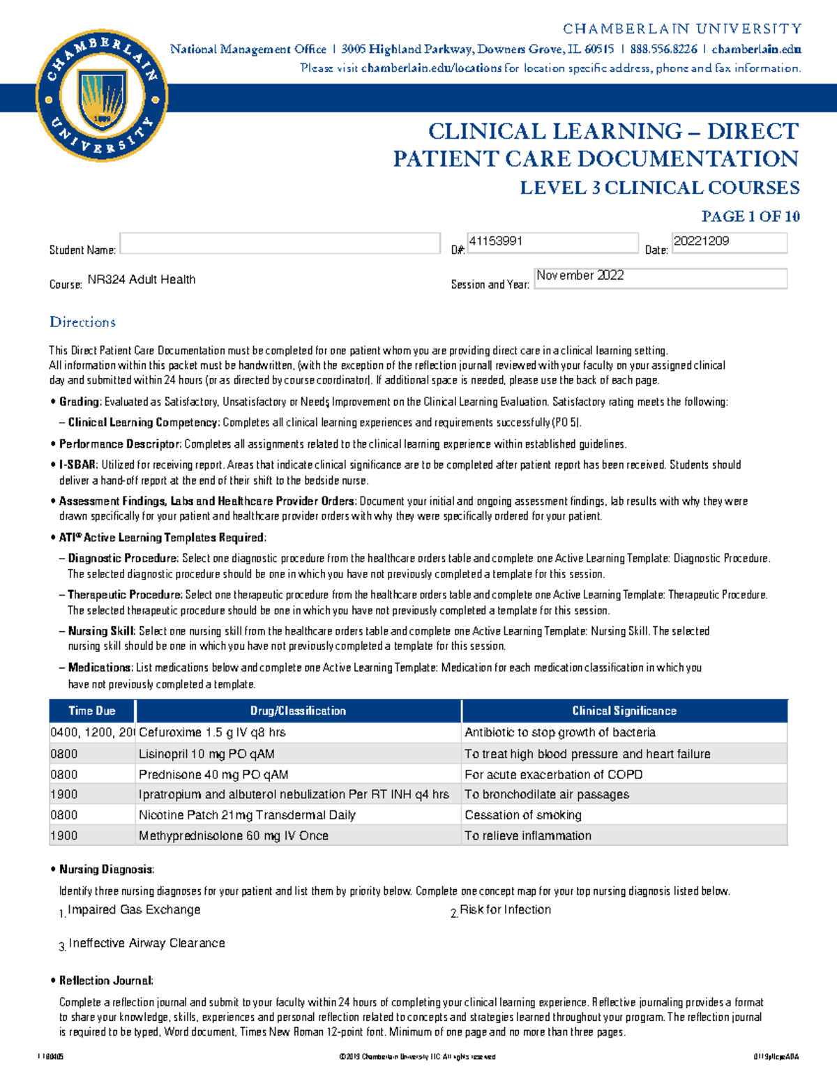 Level Direct Patient Care Documentation Clinical Learning Direct Patient Care