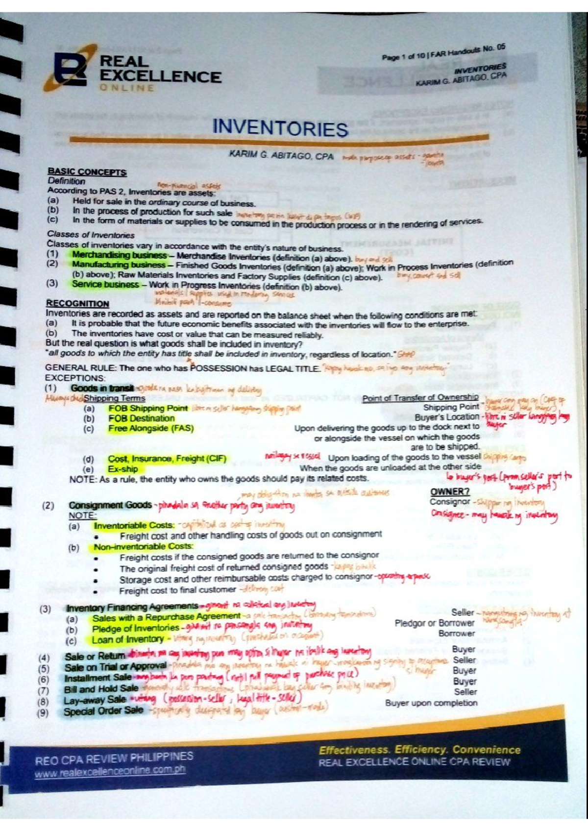 Inventories notes - Basic Accounting - Studocu