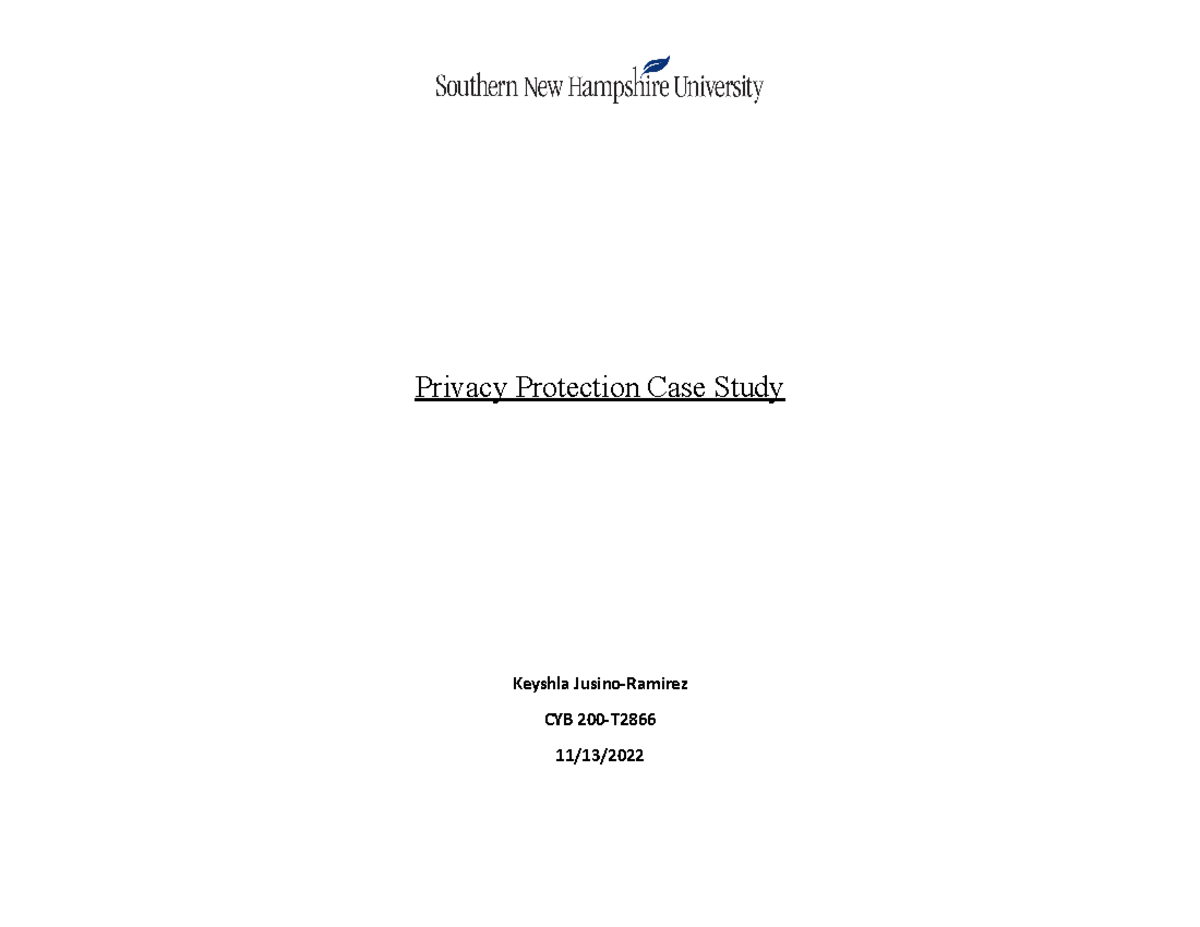 33 Privacy Protection Case Study Privacy Protection Case Study
