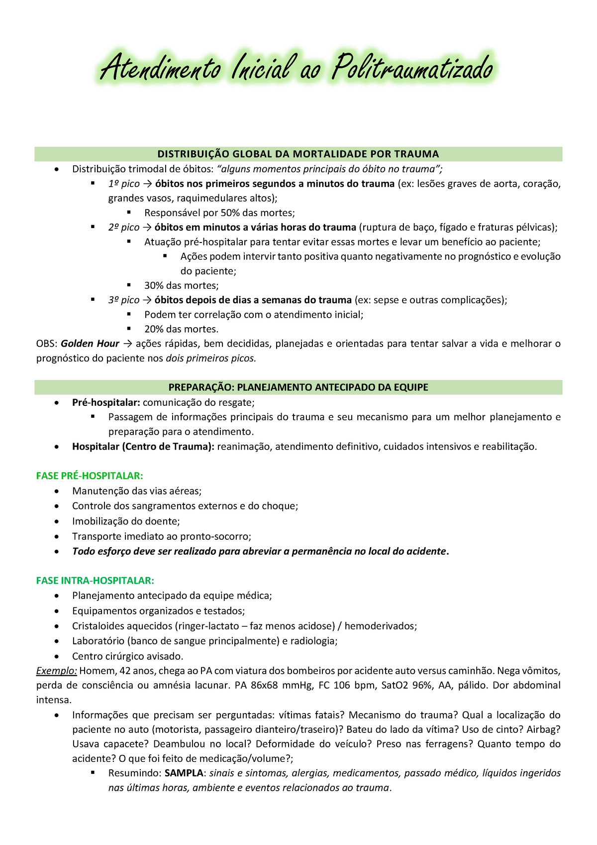 Atendimento Inicial Ao Trauma - Atendimento Inicial Ao Politraumatizado ...