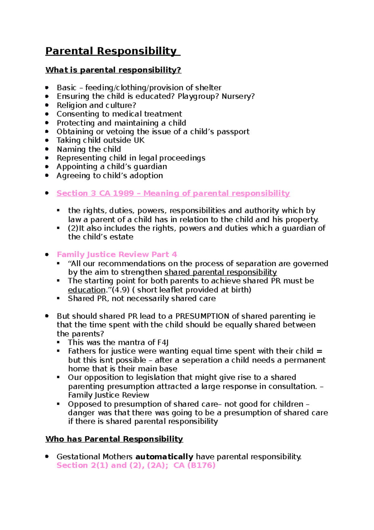 shared parental responsibility essay