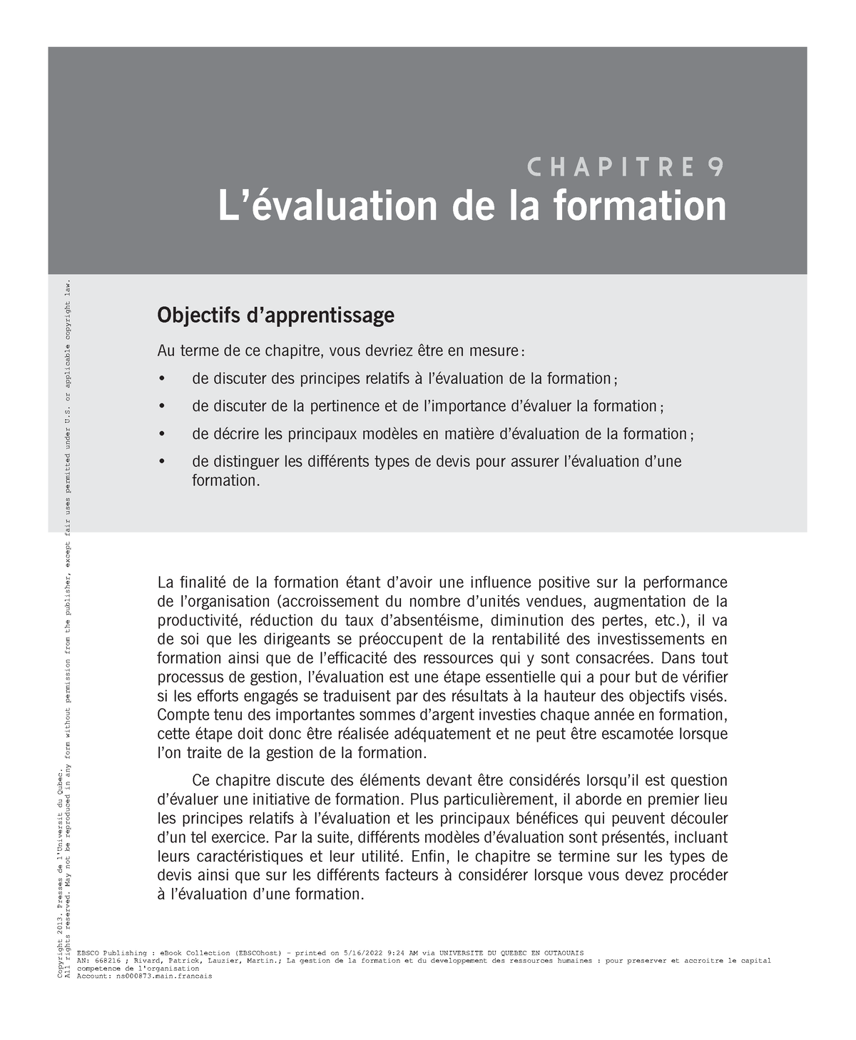 New Chapitre 9 C9 La Gestion De La Formation Et Le Developpement Des Rh Chapitre 9 Studocu