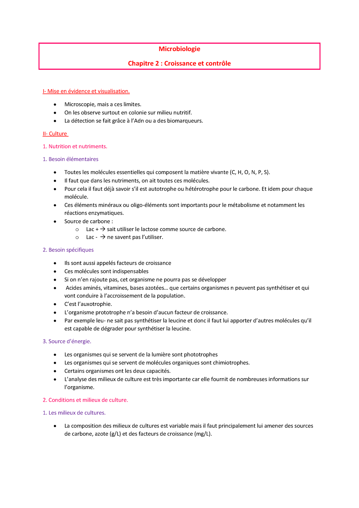 Chapitre 2 - Microbiologie - Warning: TT: Undefined Function: 32 ...