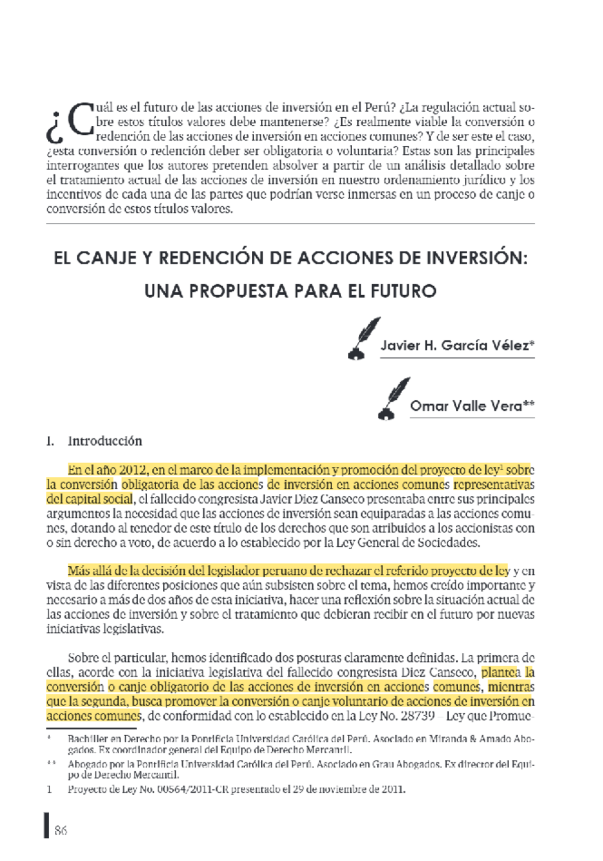 El canje y redención de acciones de inversión Una propuesta para el ...