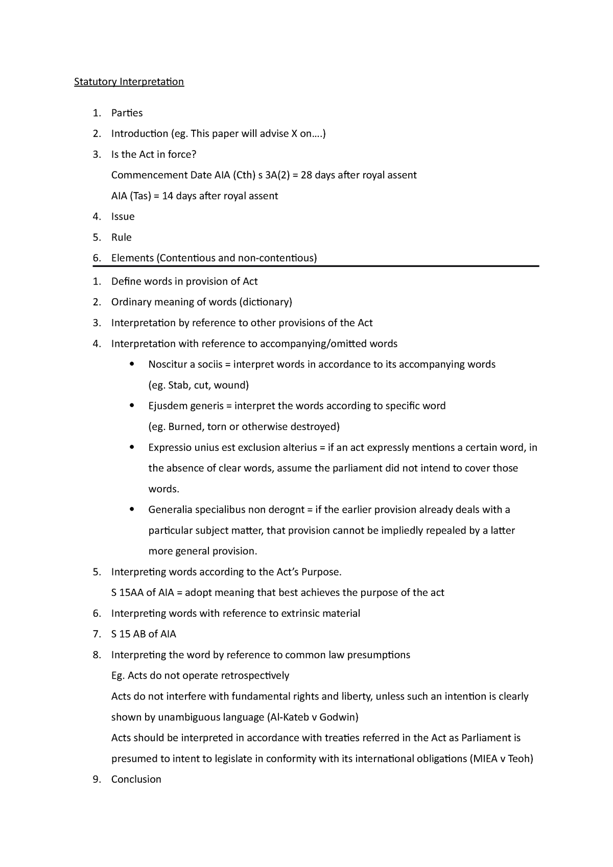 Statutory Interpretation - Statutory Interpretation Parties ...