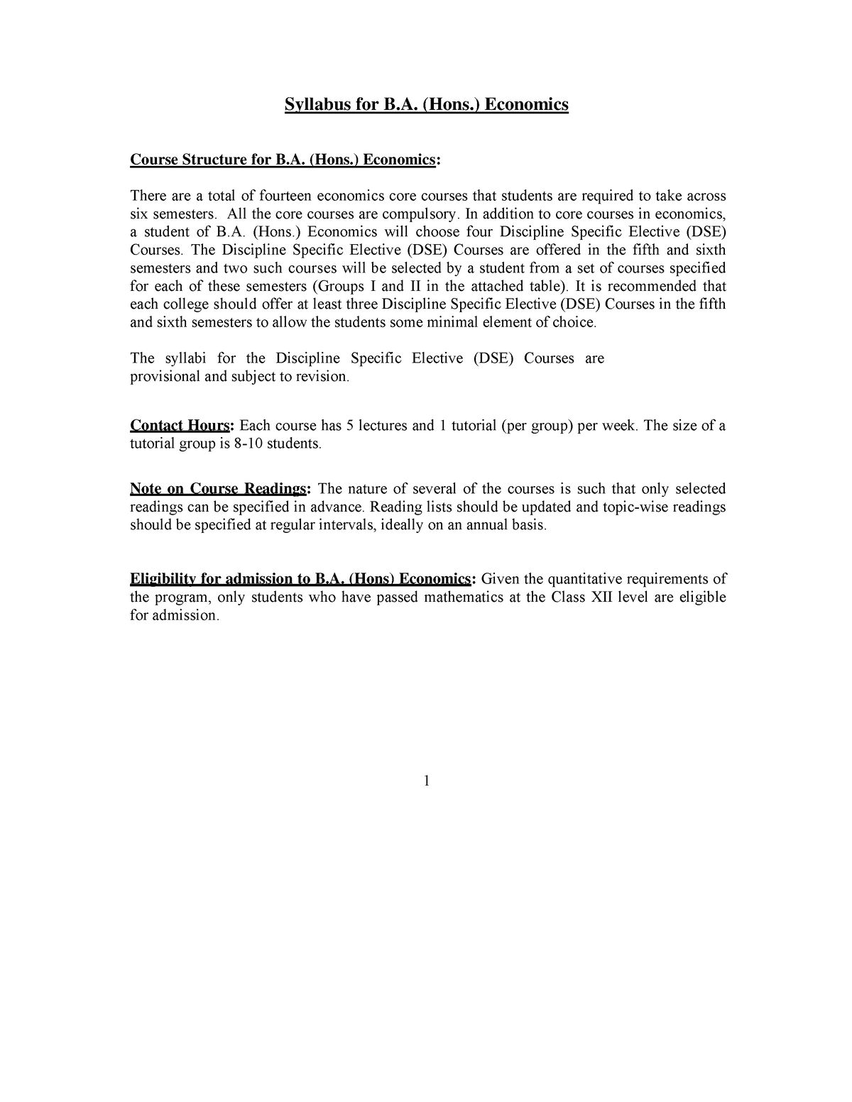 9162672 BA- Hons -Economics - Syllabus For B. (Hons.) Economics Course ...