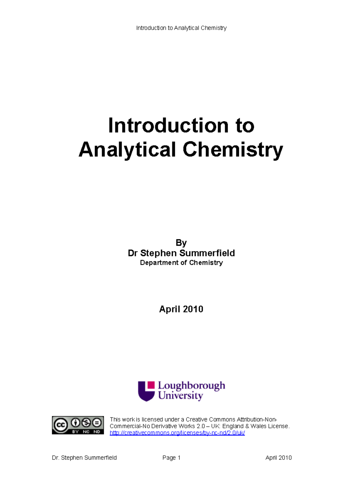2010 Introduction to Analytical Chemist - Introduction to Analytical ...