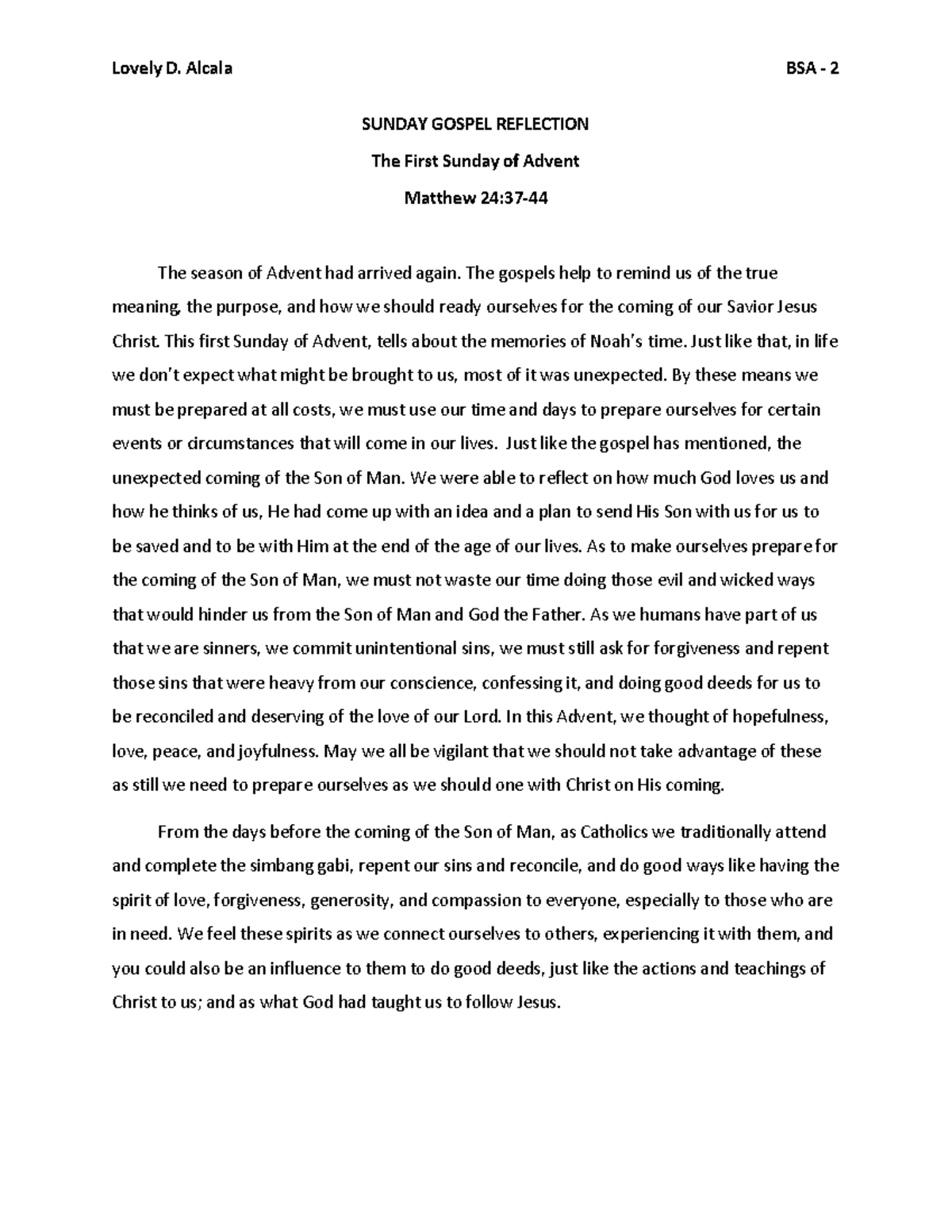 Nov 25 Sunday Gospel Reflection - Lovely D. Alcala BSA - 2 SUNDAY ...