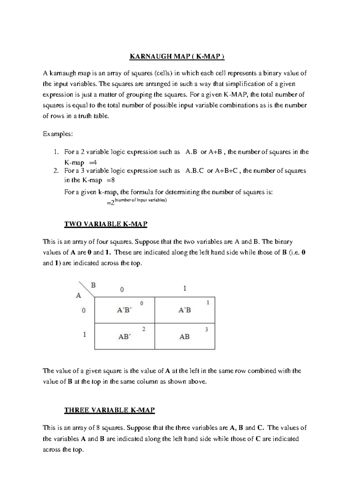 Topic 5A-3- Karnaugh MAP- Final Edition - KARNAUGH MAP ( K-MAP ) A ...