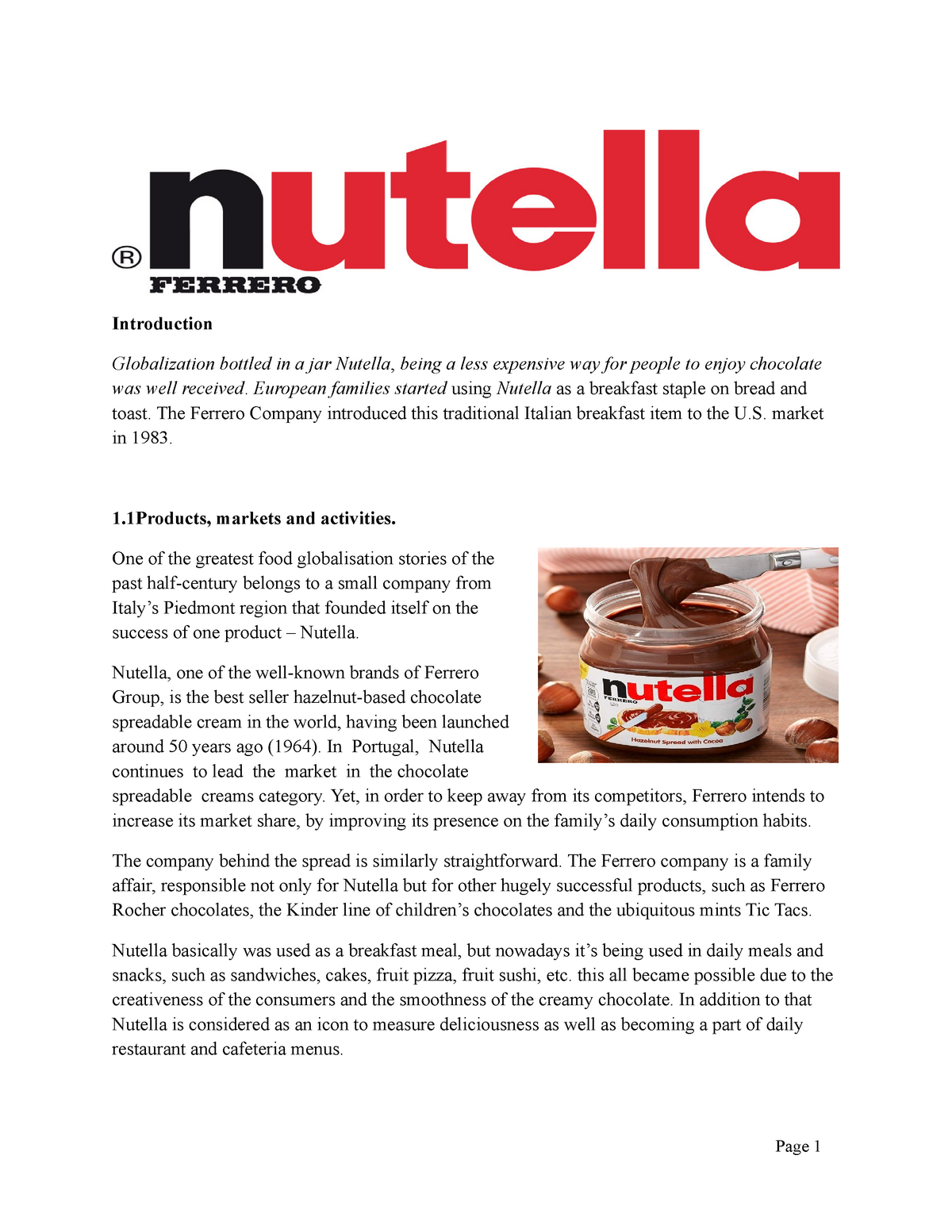 Nutella bottle, Image categories, International