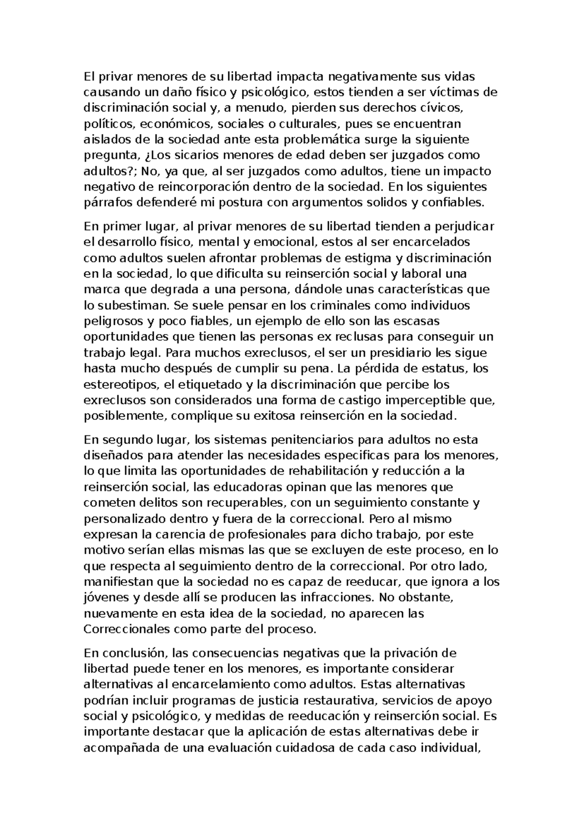 El privar menores de su libertad redaccion - El privar menores de su ...