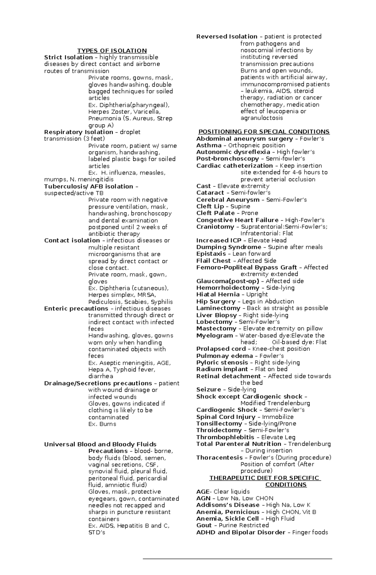 Fon3 - funda - TYPES OF ISOLATION Strict Isolation – highly ...