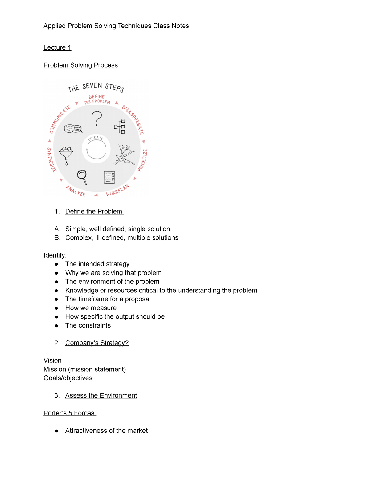 problem solving process notes answer key