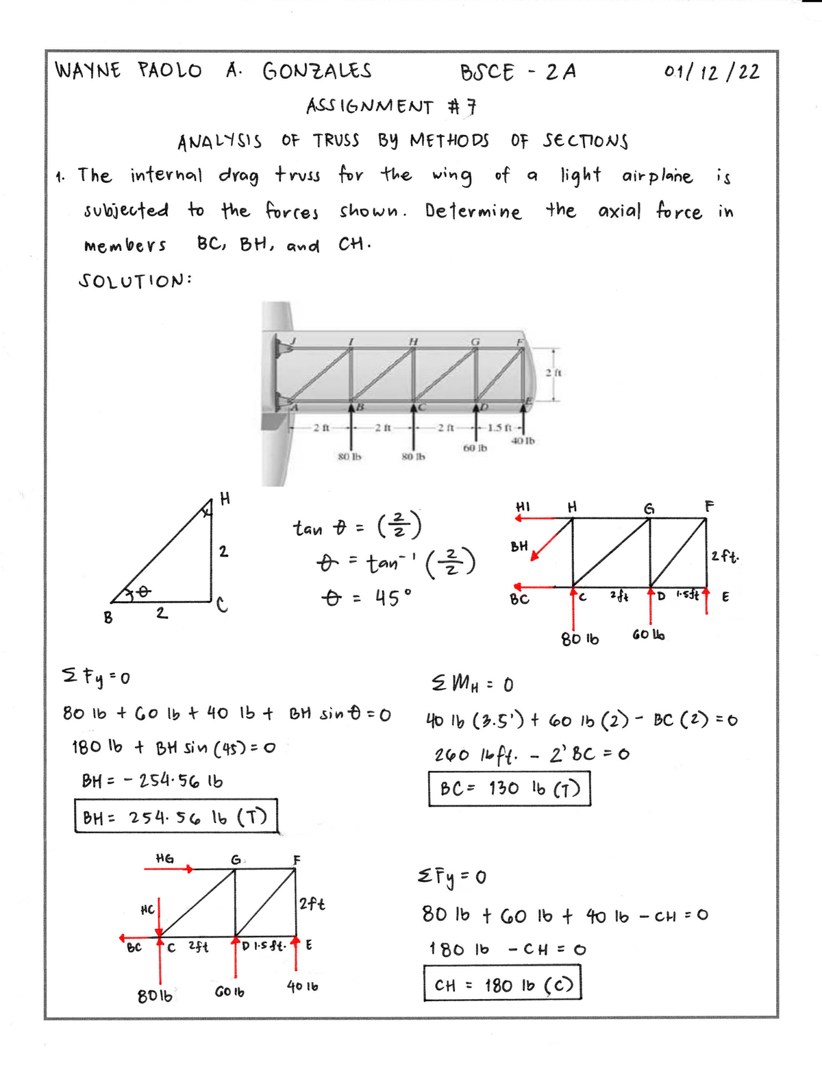STATICS OF RIGID BODIES 7 - WAYNE PAOLO A. GONZALES BSCE 2A ASSIGNMENT ...