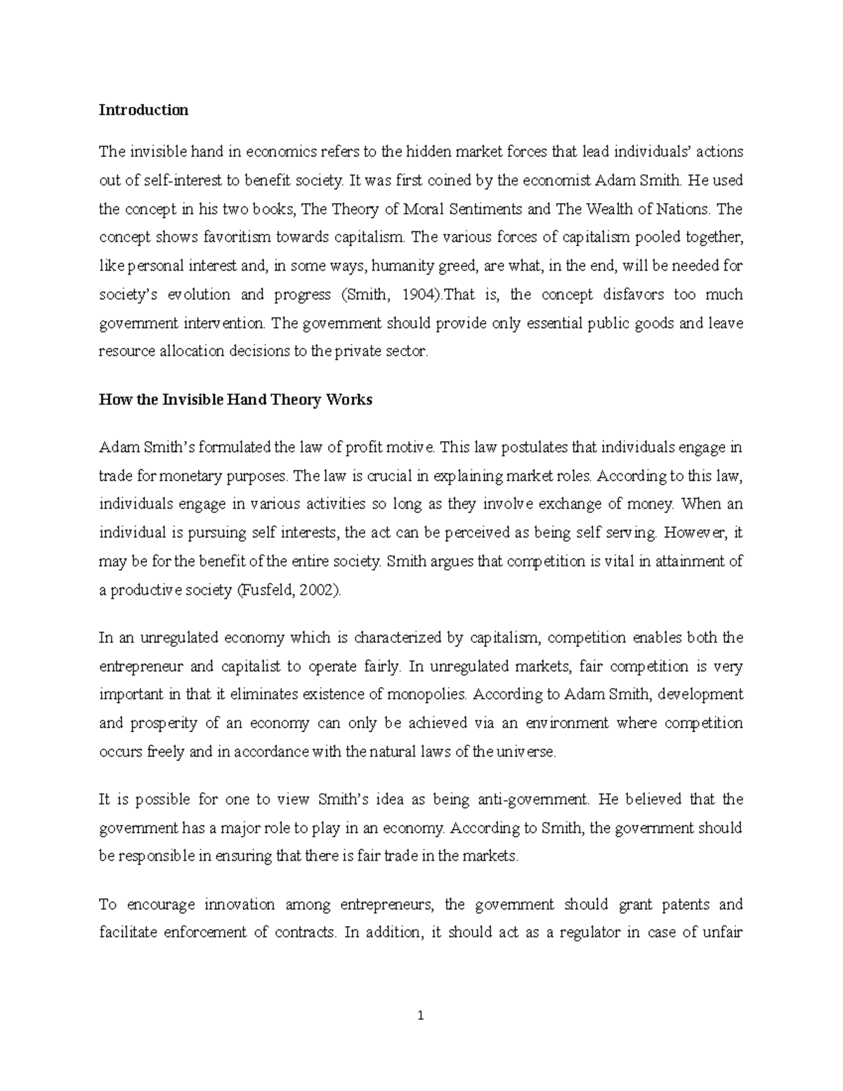 Invisible Hand Work notes BUSINESS ADMINISTRATION KIU Studocu