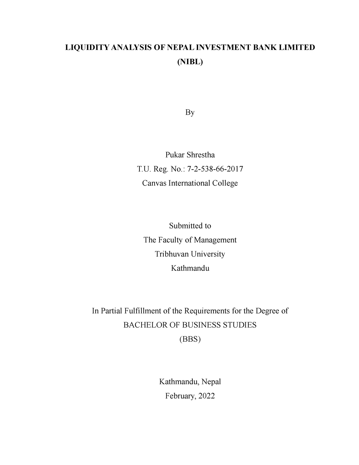research report of bbs 4th year