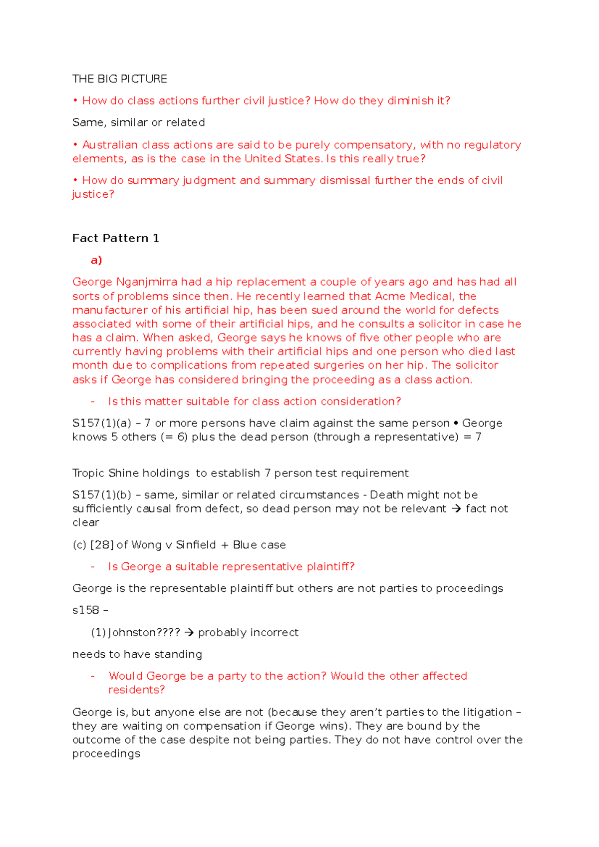 Topic 10 Class Actions Tutorial - THE BIG PICTURE How do class actions ...