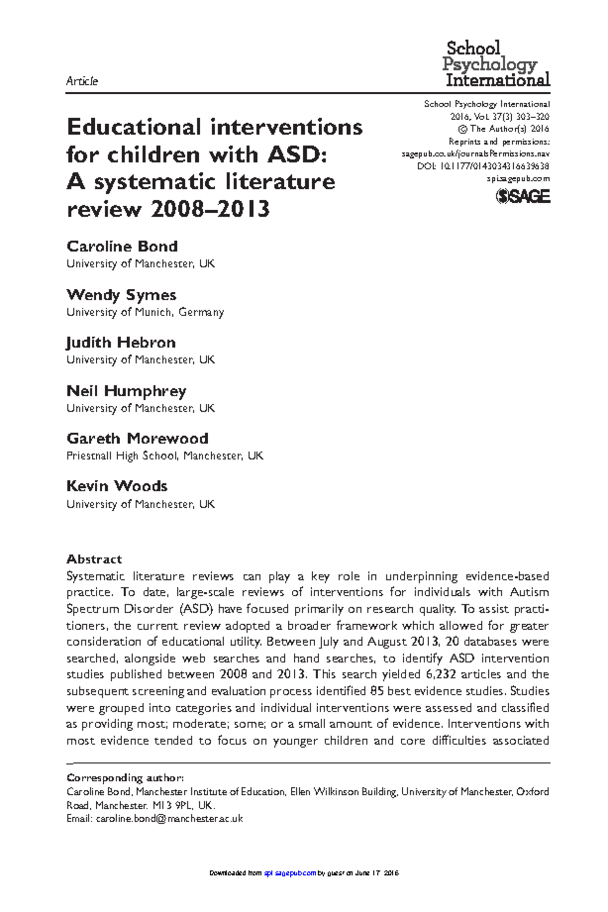 ASC interventions paper 20 Organizational Behavior 6 - Article ...