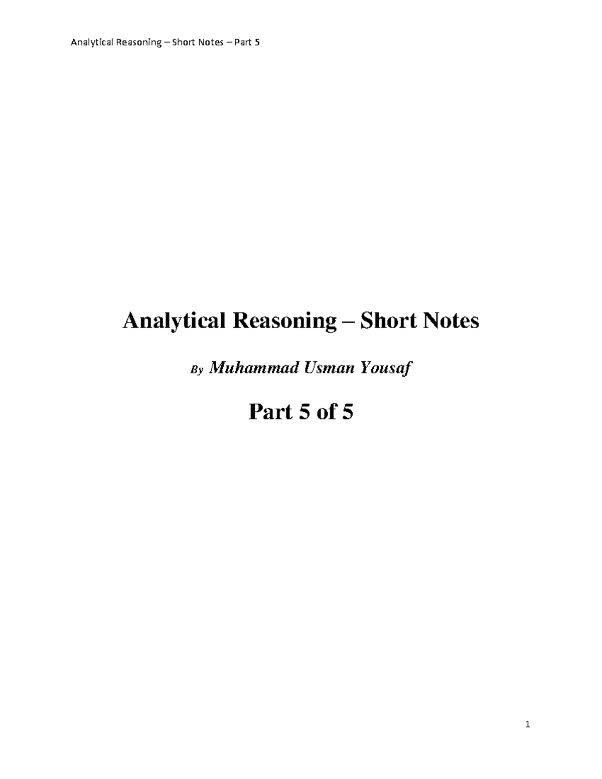 Analytical Reasoning - Short Notes - Part 5 of 5 - Analytical Reasoning ...