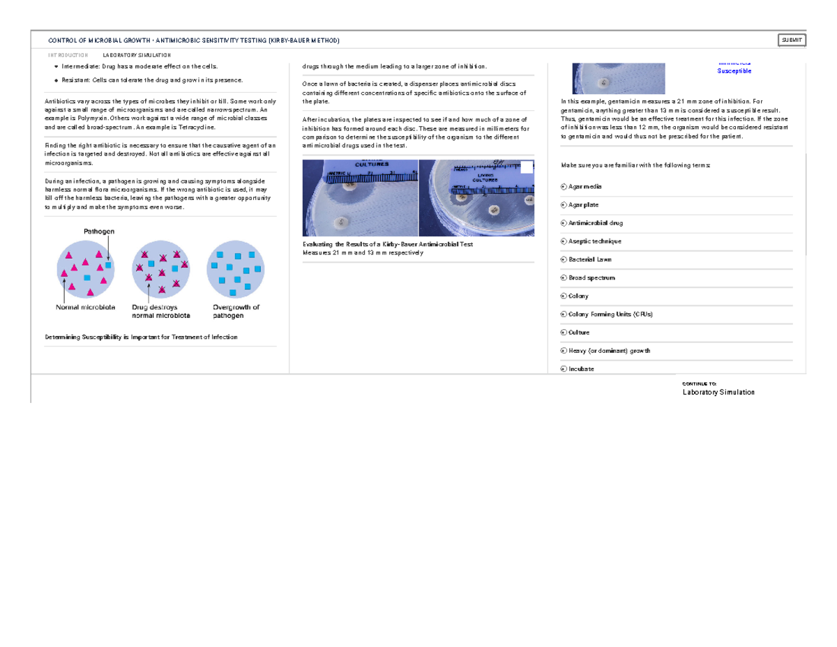 Control of Microbial Growth - Antimicrobic Sensitivity Testing (Kirby-Bauer  Method) 2 - millimeters - Studocu