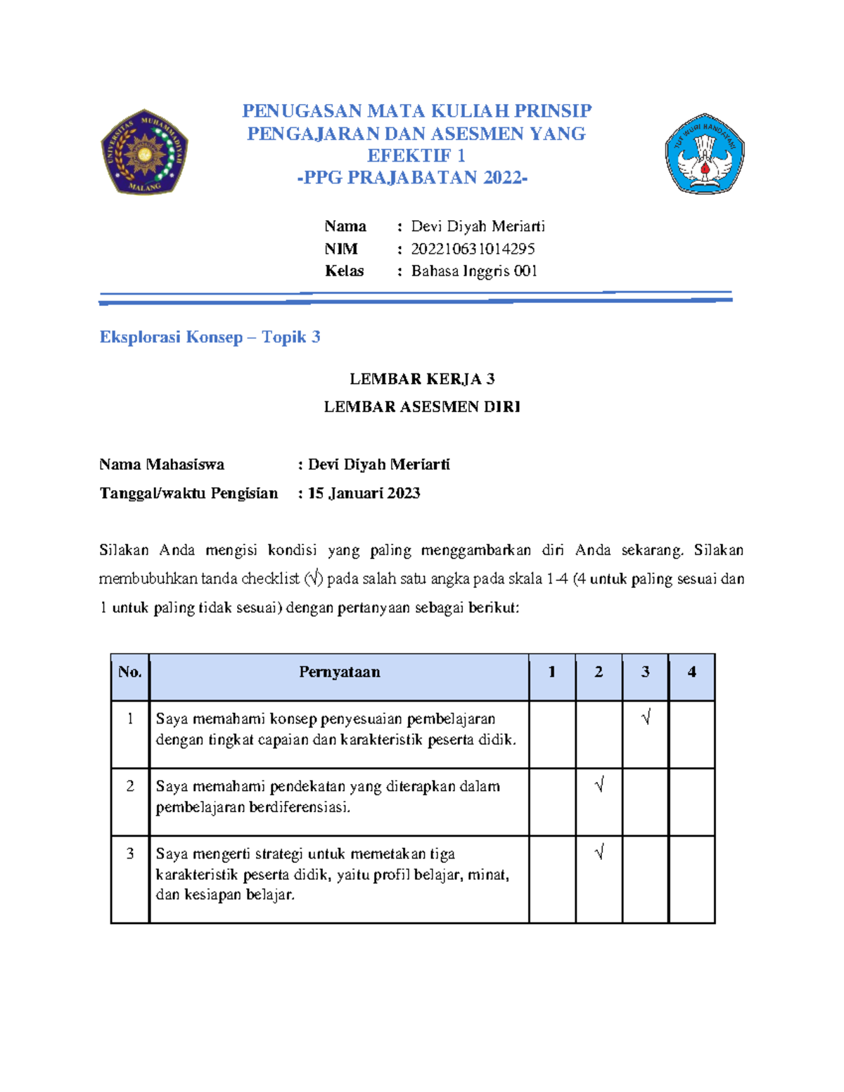 Devi Diyah Meriarti Eksplorasi Konsep Topik 3 Lembar Kerja 3 ...