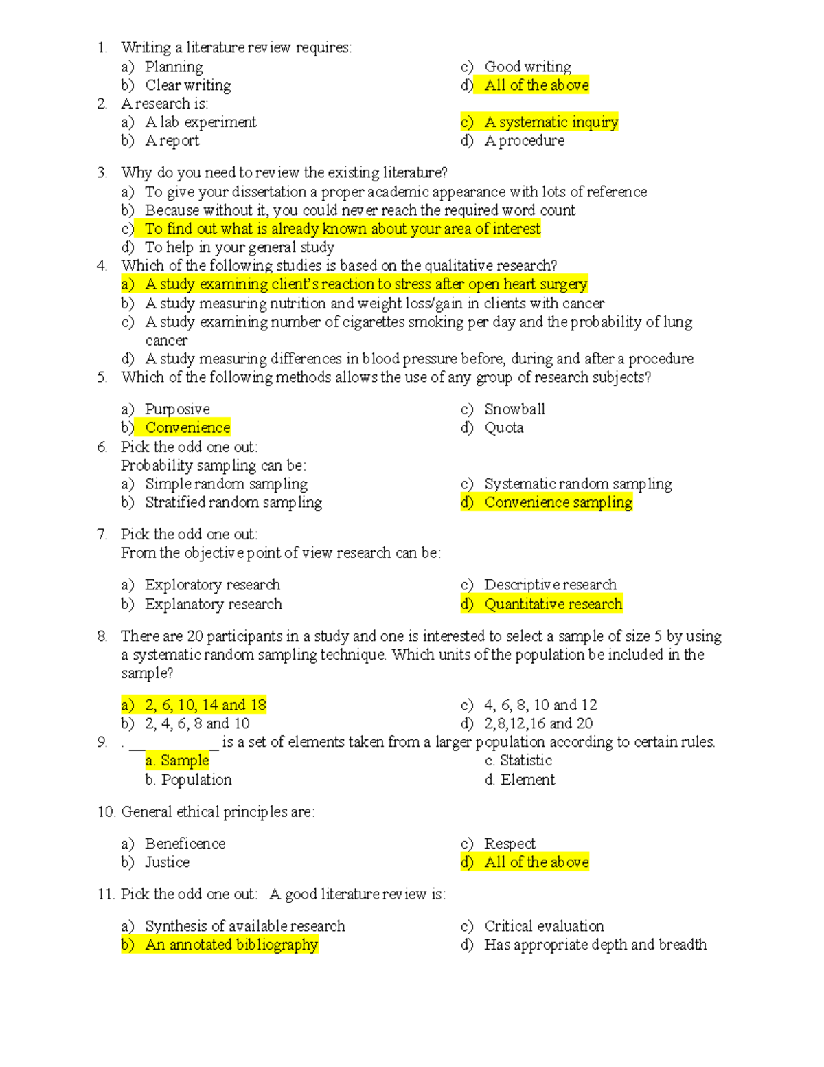 function of literature review mcq