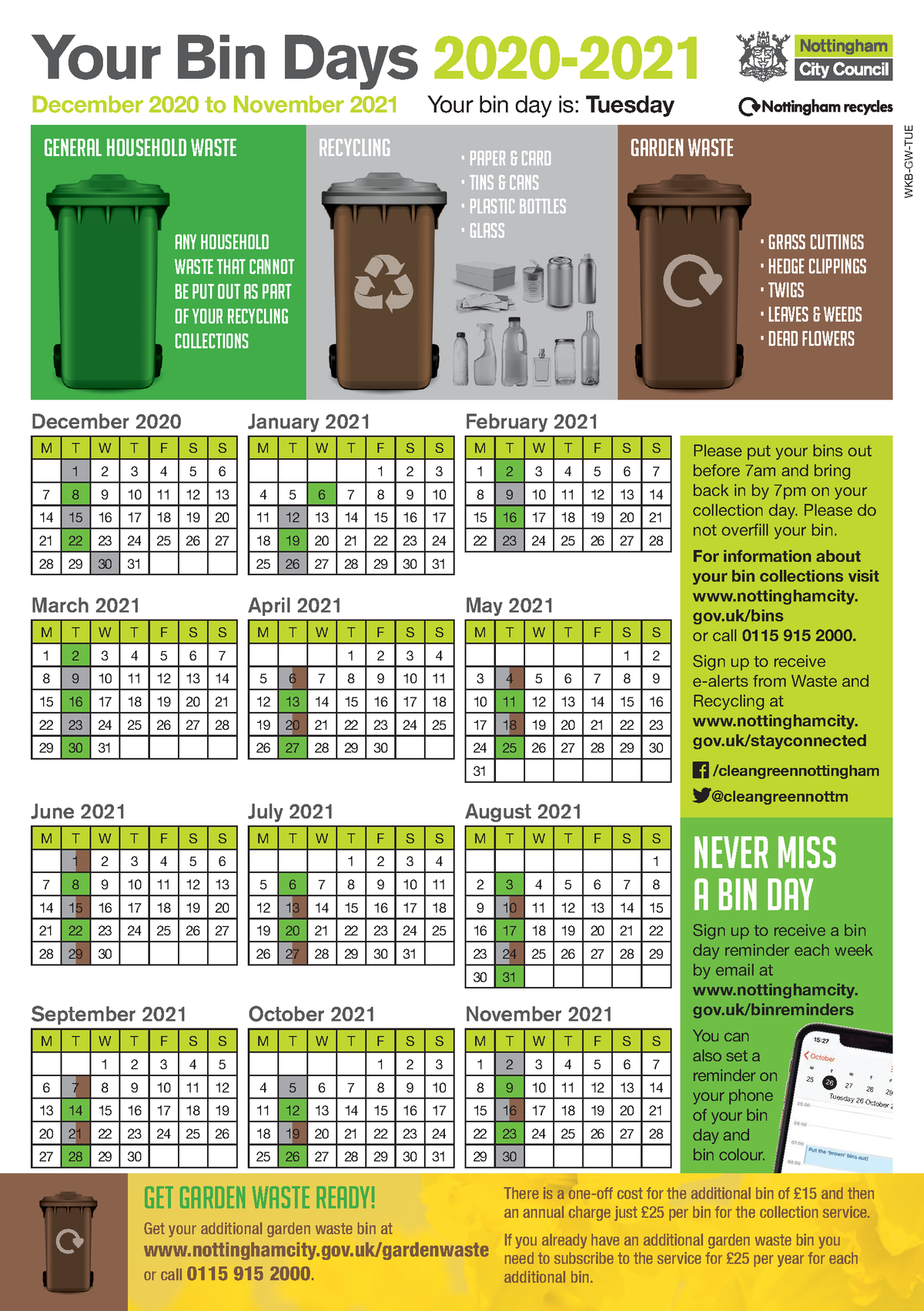 Bin Calendar WEEK - dffdf - ####### December 2020 to November 2021 Your ...