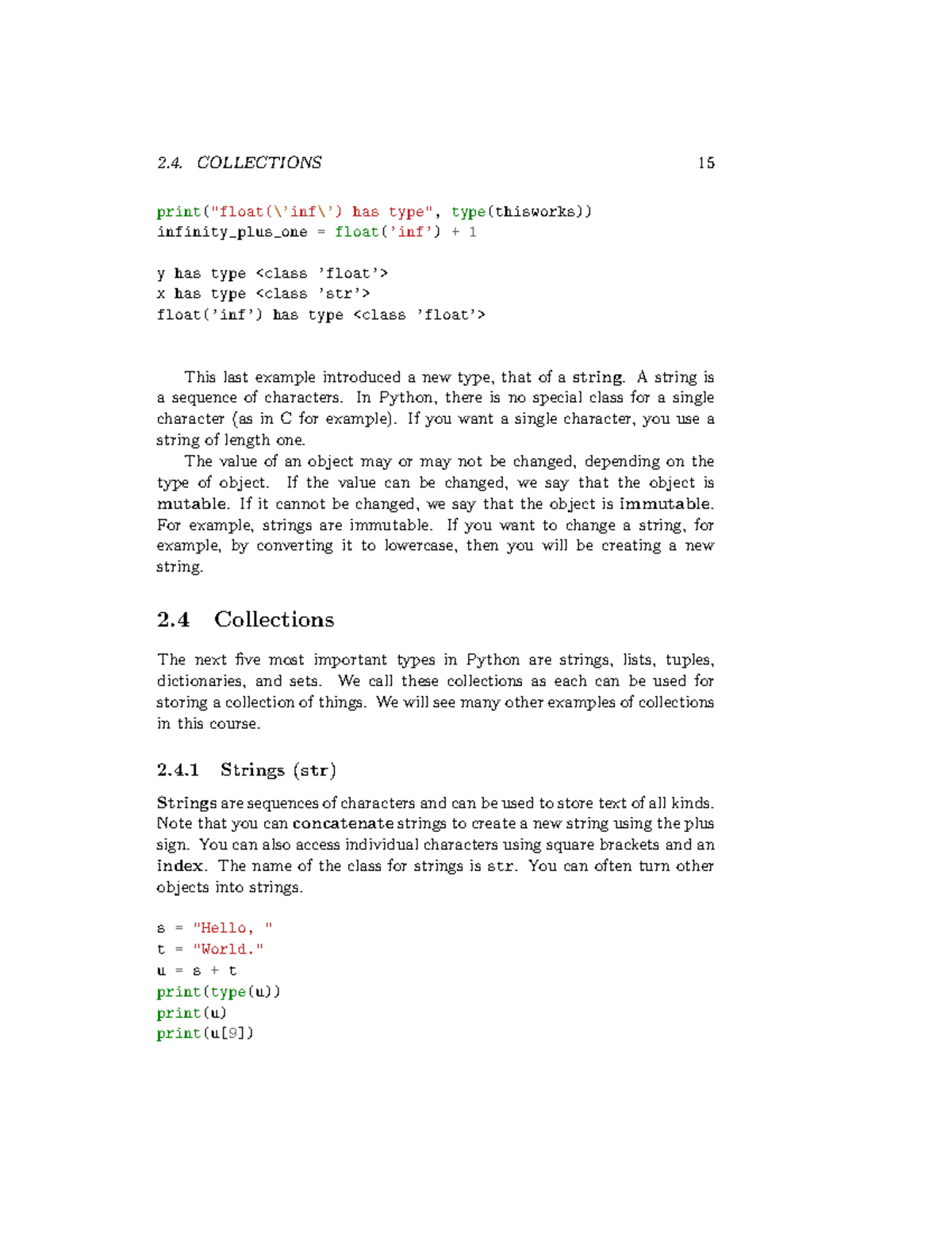 Dsa3 good 2. COLLECTIONS 15 print("float(\’inf\’) has type", type