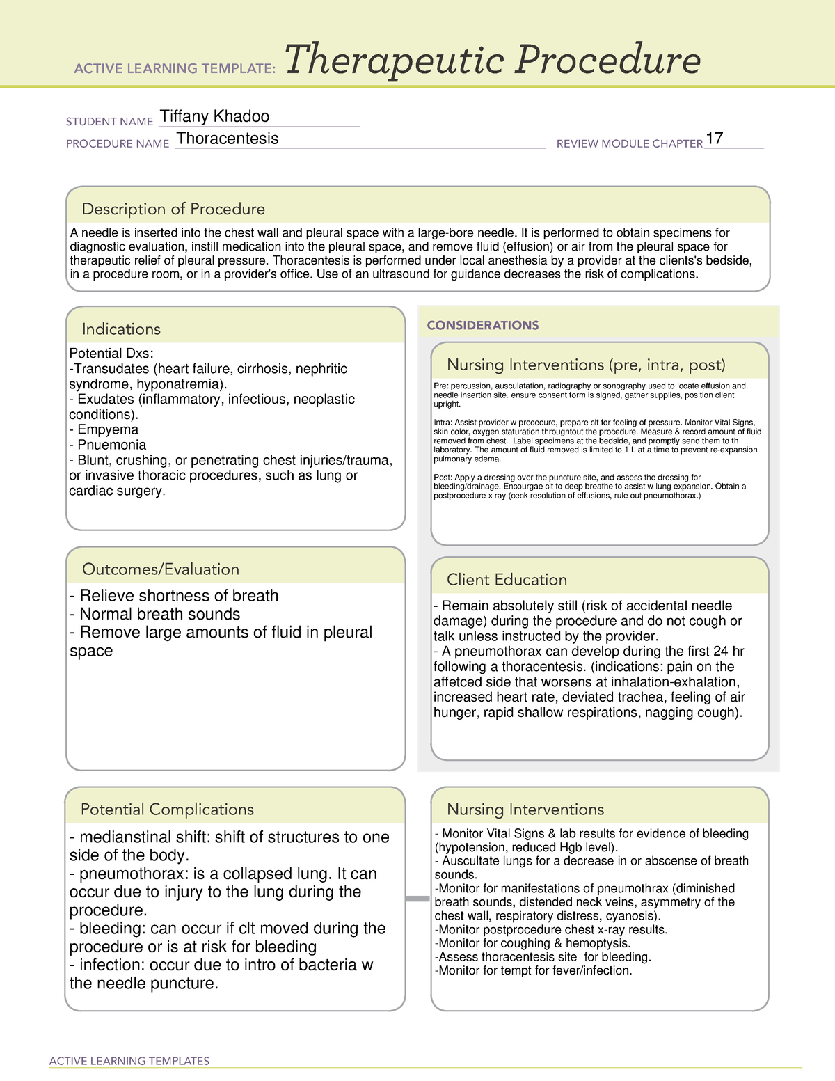 Thoracentesis - Therapeutic Procedure - ACTIVE LEARNING TEMPLATES ...