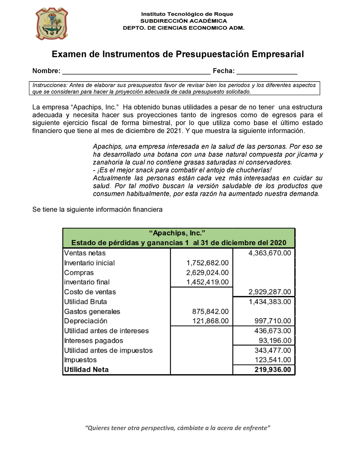 Instrumentos De Presupuestación Tercer Parcial 0 - Examen De ...