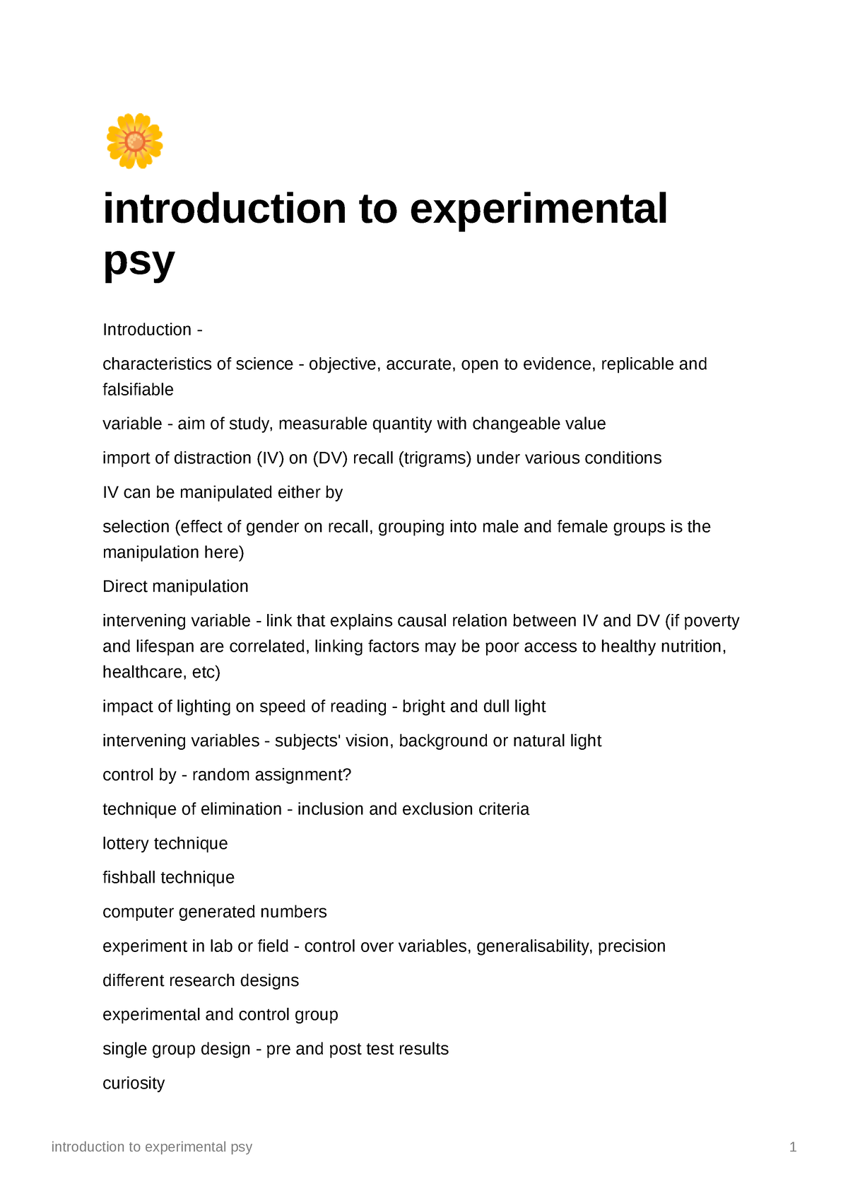 Introduction To Experimental Psy - Studocu