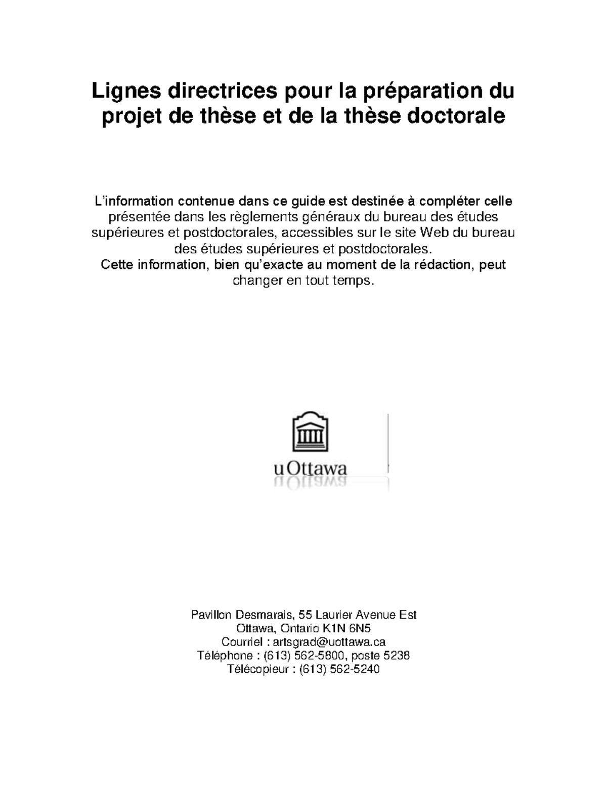 Guide de redaction pour phd - Lignes directrices pour la préparation du ...