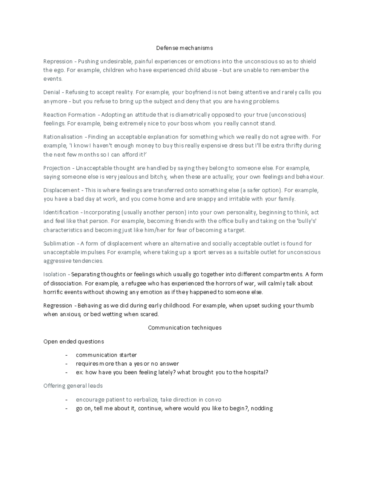 Defense mechanisms and communication techniques PDF - Defense ...