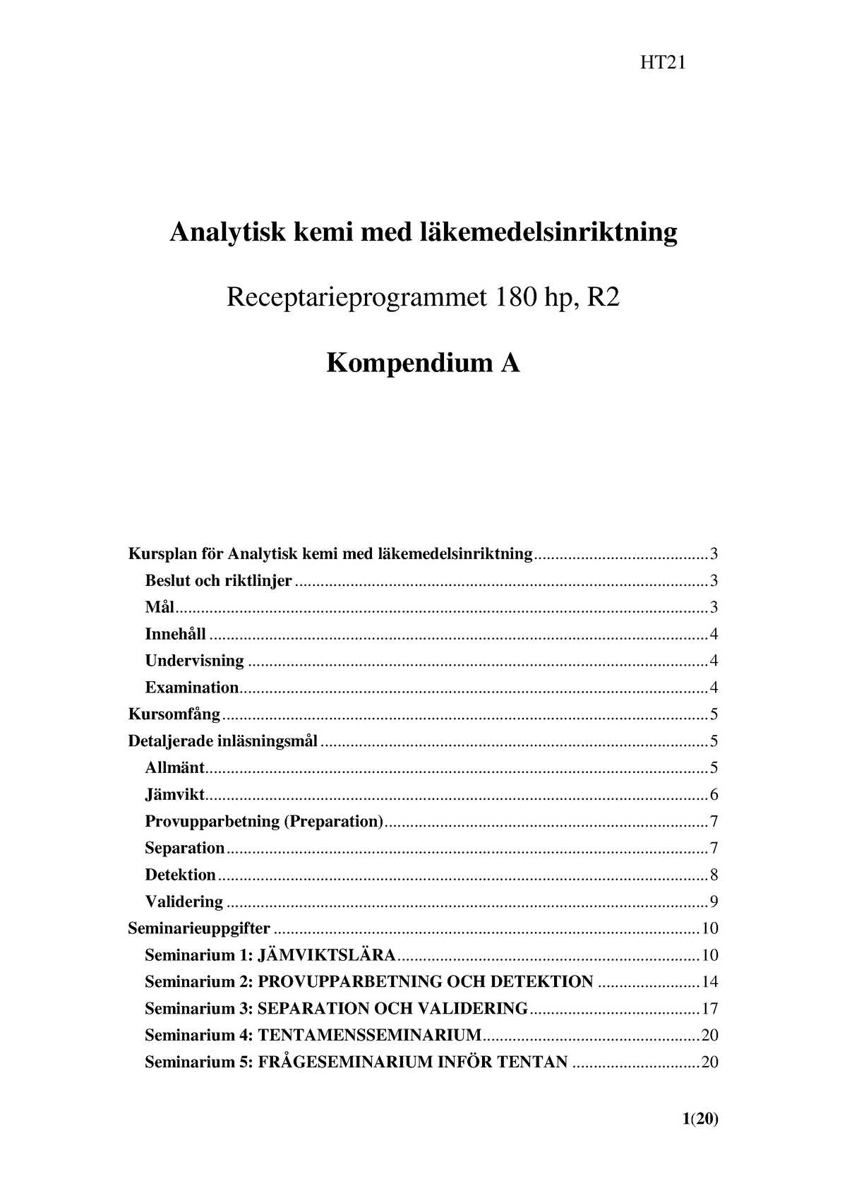 Kurskompendium A R2 HT21 - Analytisk Kemi Med Läkemedelsinriktning ...