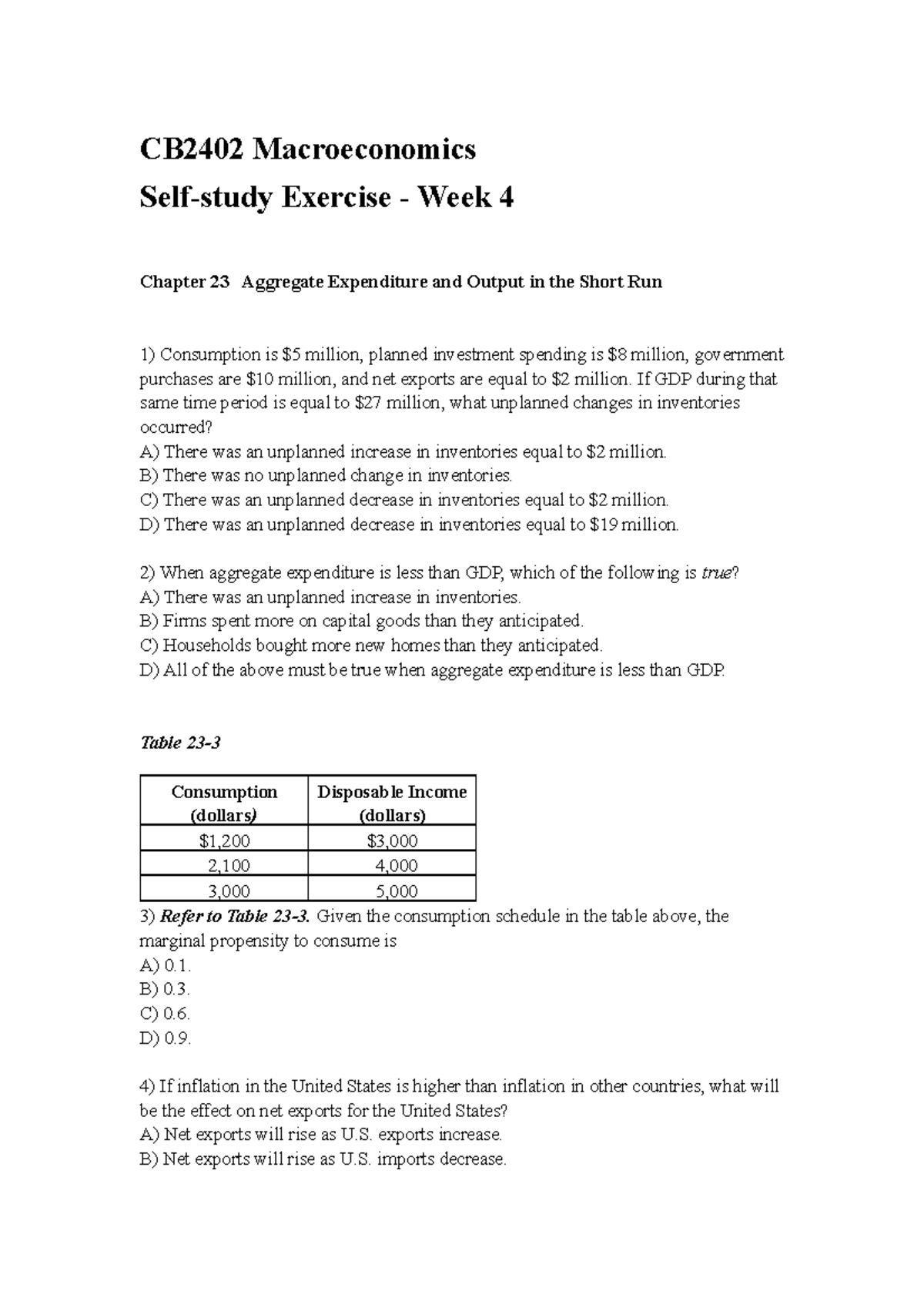 Self-study Exercise - Week 4 - CB2402 Macroeconomics Self-study ...