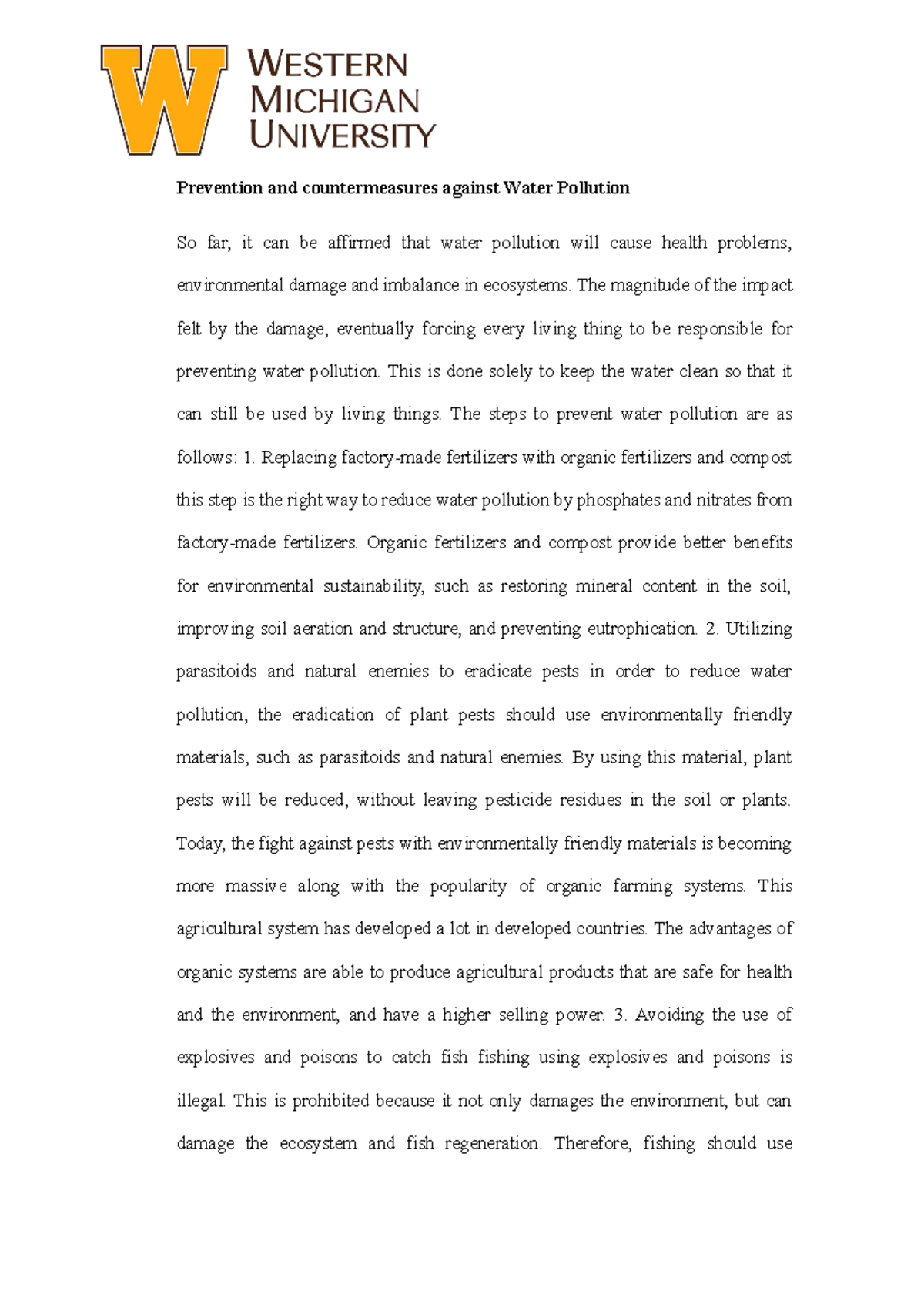 CHEG 2610 - Prevention and countermeasures against Water Pollution ...