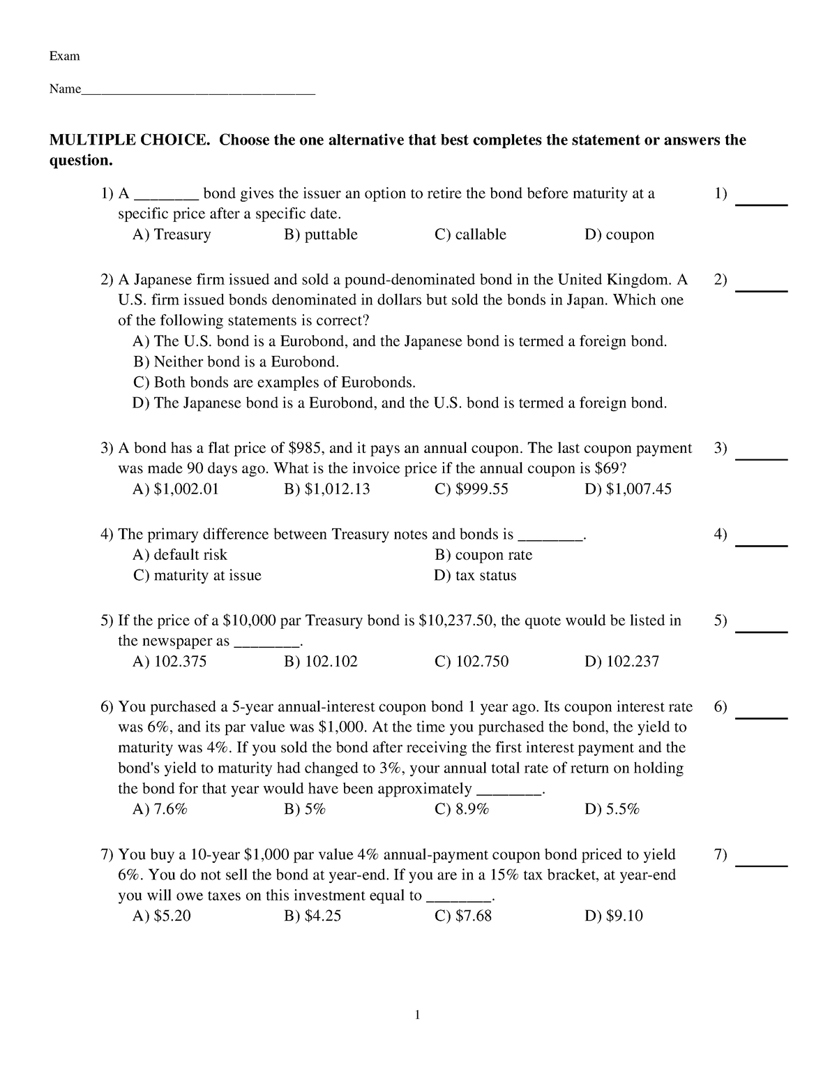 Chapter 10 Quizz ee0979e477b5ec5440d71dfcc46fd7d3 - Exam Name