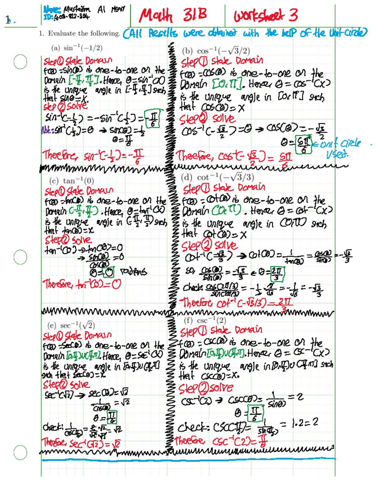 Math 31B - Worksheet 3 - Professor Andrews - MATH 31B - ϭ Ϯ κ - Studocu