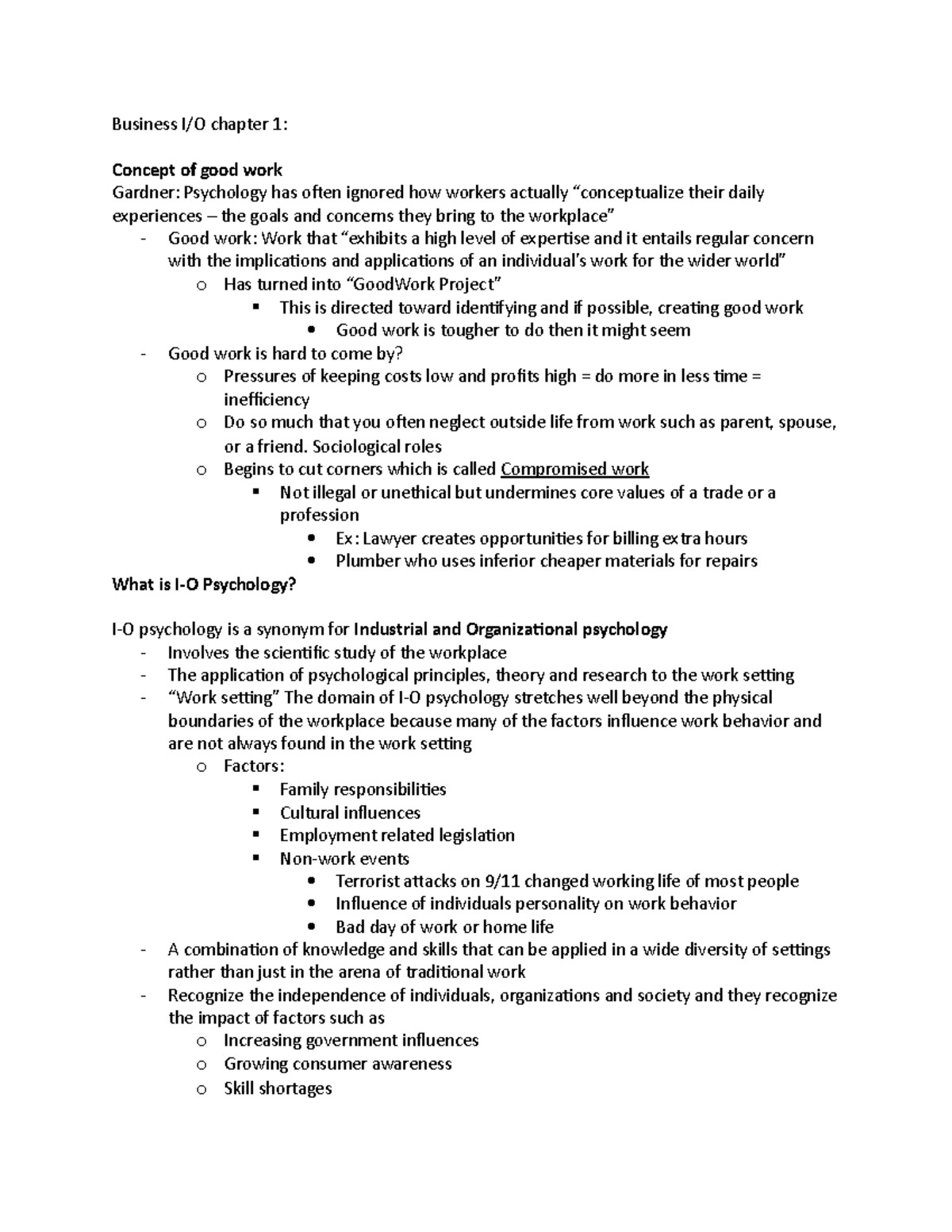 Psych Biz Chapter 1 Book - Business I/O Chapter 1: Concept Of Good Work ...